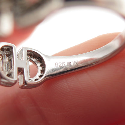 925 Sterling Silver Real Champagne Diamond Anchor Link Ring Size 8