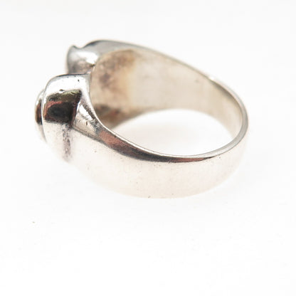 925 Sterling Silver Vintage Modernist Heart Oxidized Ring Size 6