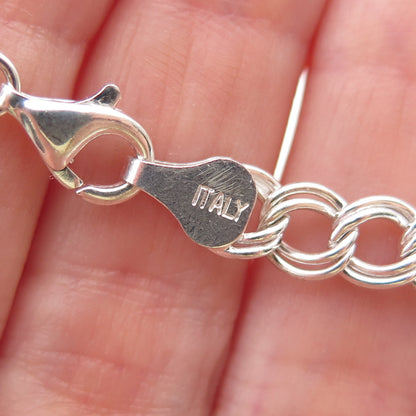 925 Sterling Silver Vintage Italy Double Curb Link Bracelet 7.25"