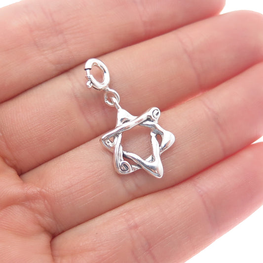HAGIT GORALI Sterling Silver Vintage Israel Star of David Spring Ring Pendant