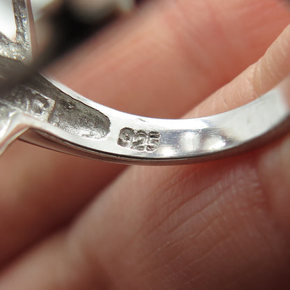 925 Sterling Silver Real Oval-Cut Mystic & White Topaz Ring Size 6.25