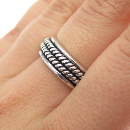 925 Sterling Silver Vintage Mexico Rotating Band Oxidized Ring Size 7.25