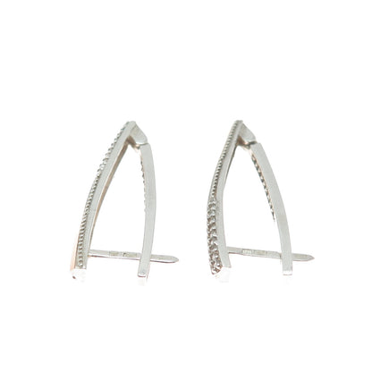 925 Sterling Silver & 9K Gold Vintage European Round-Cut C Z In & Out Earrings