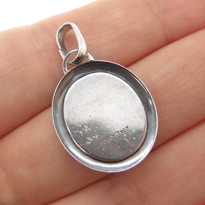 925 Sterling Silver Vintage Italy St. Mary Religious Oxidized Charm Pendant