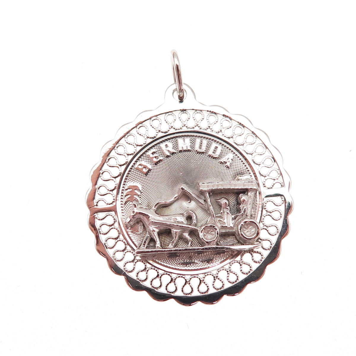 CREA 925 Sterling Silver Vintage Bermuda Carriage Charm Pendant