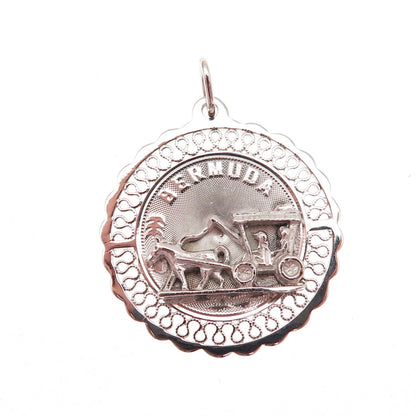 CREA 925 Sterling Silver Vintage Bermuda Carriage Charm Pendant