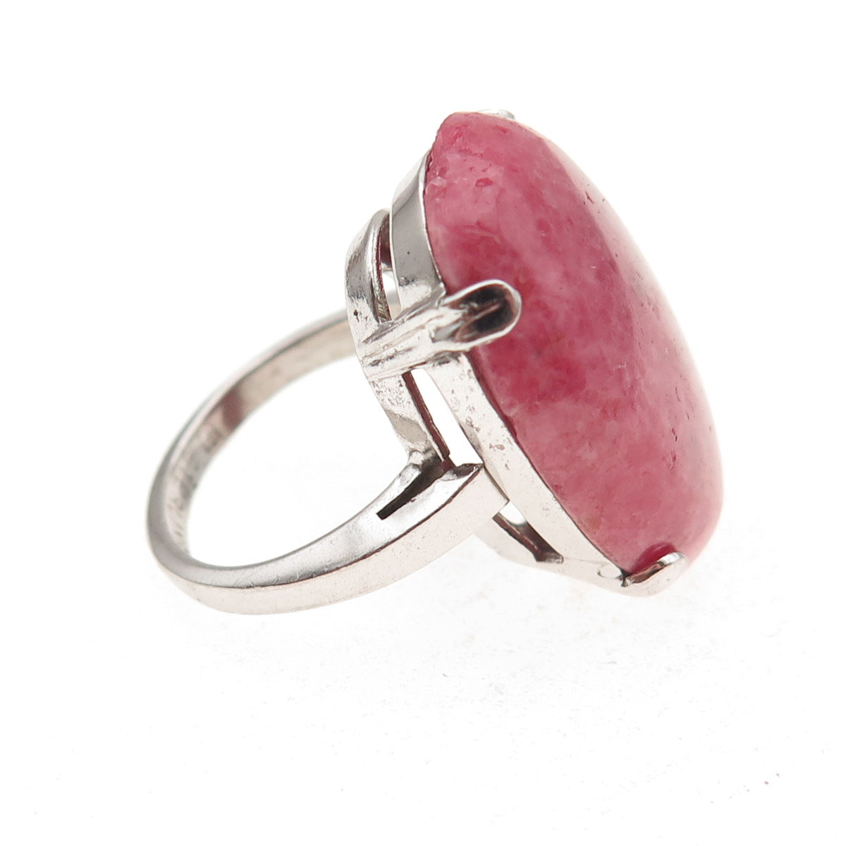 925 Sterling Silver Antique Art Deco Real Cabochon Rhodonite Ring Size 4