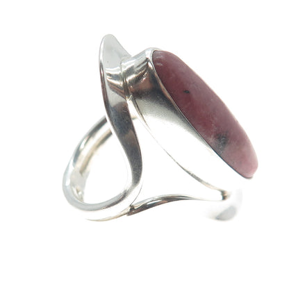 DOMINIQUE DINOUART 925 Sterling Silver Vintage Mexico Real Rhodonite Ring Size 8