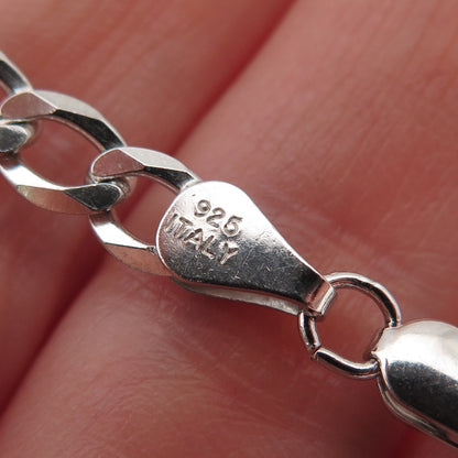 P. LUX 925 Sterling Silver Italy Figaro Chain Necklace 20"