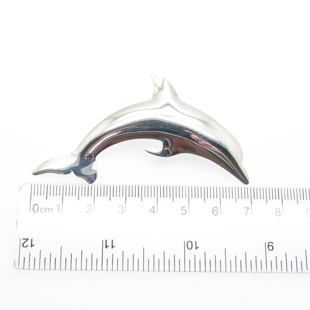 INTERNATIONAL 925 Sterling Silver Vintage Dolphin Pin Brooch / Pendant