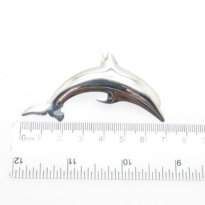 INTERNATIONAL 925 Sterling Silver Vintage Dolphin Pin Brooch / Pendant