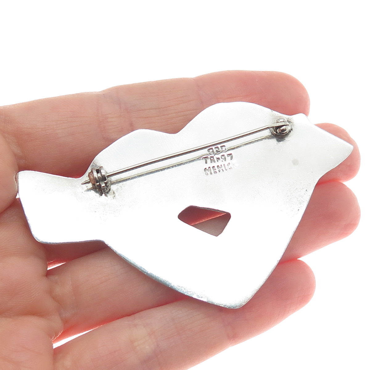 925 Sterling Silver Vintage Mexico Modernist Twisted Knot Heart Pin Brooch