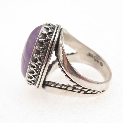 Carolyn Pollack 925 Sterling Silver Vintage Real Amethyst Oxidized Ring Size 7
