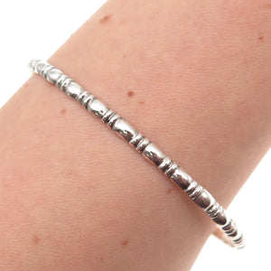 925 Sterling Silver Antique Art Deco Stackable Oxidized Bangle Bracelet 8.25"