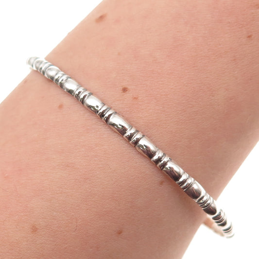 925 Sterling Silver Antique Art Deco Stackable Oxidized Bangle Bracelet 8.25"