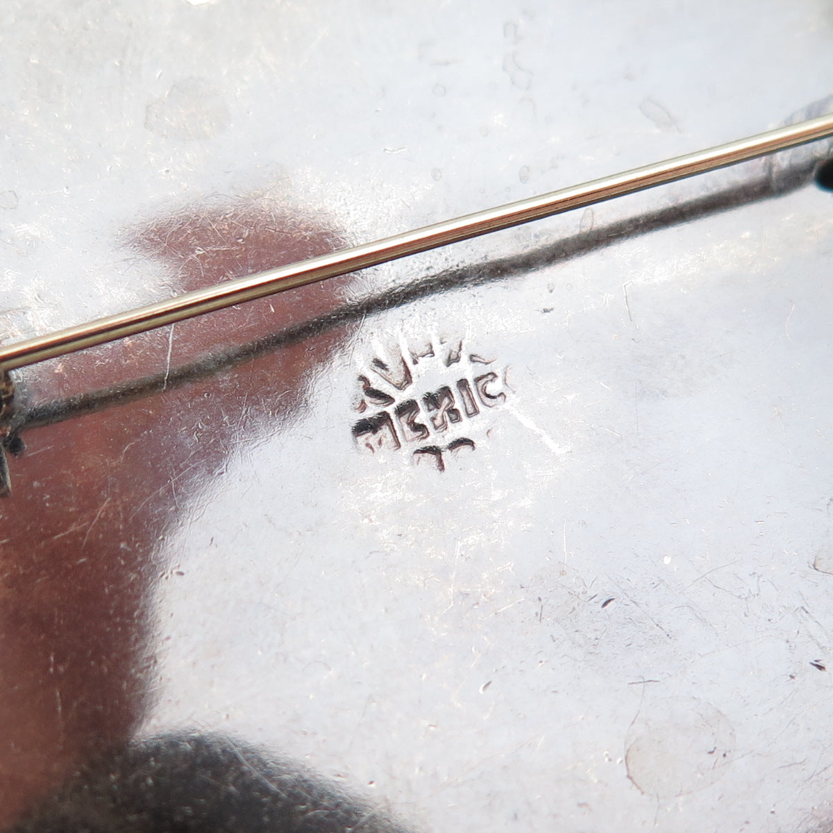 925 Sterling Silver 2-Tone Vintage Mexico Sun Face Pin Brooch