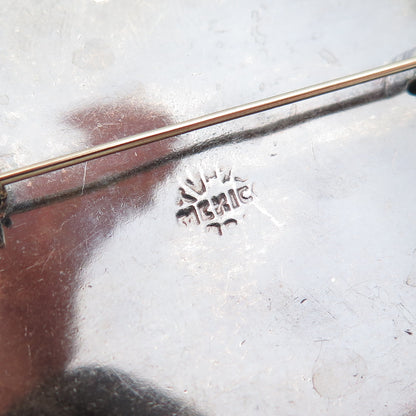 925 Sterling Silver 2-Tone Vintage Mexico Sun Face Pin Brooch