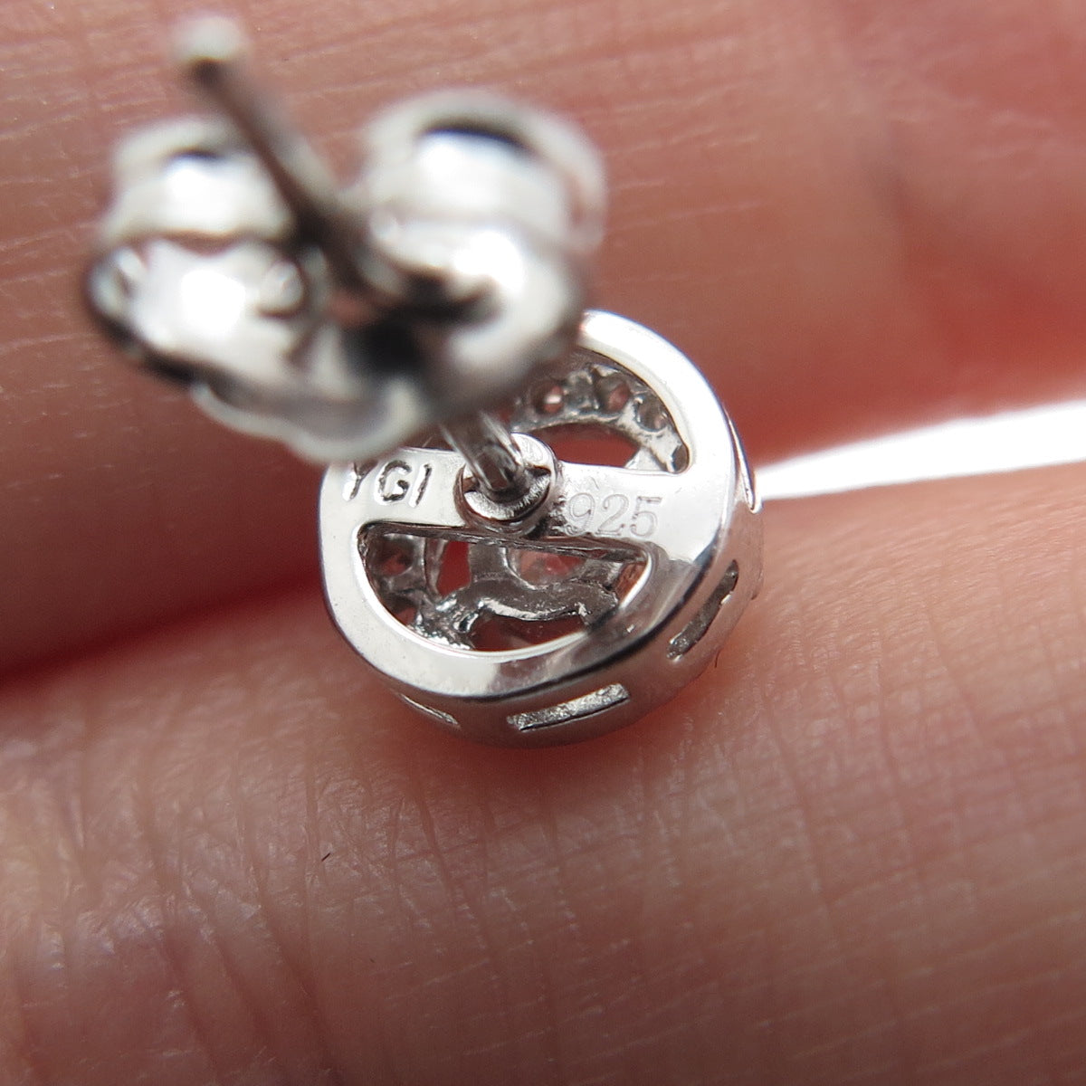 925 Sterling Silver Round-Cut C Z Sparkle Stud Earrings