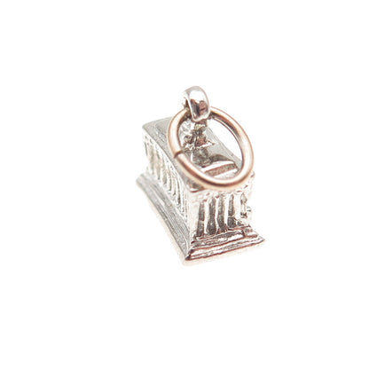 925 Sterling Silver Vintage Lincoln Memorial Oxidized 3D Mini Charm Pendant