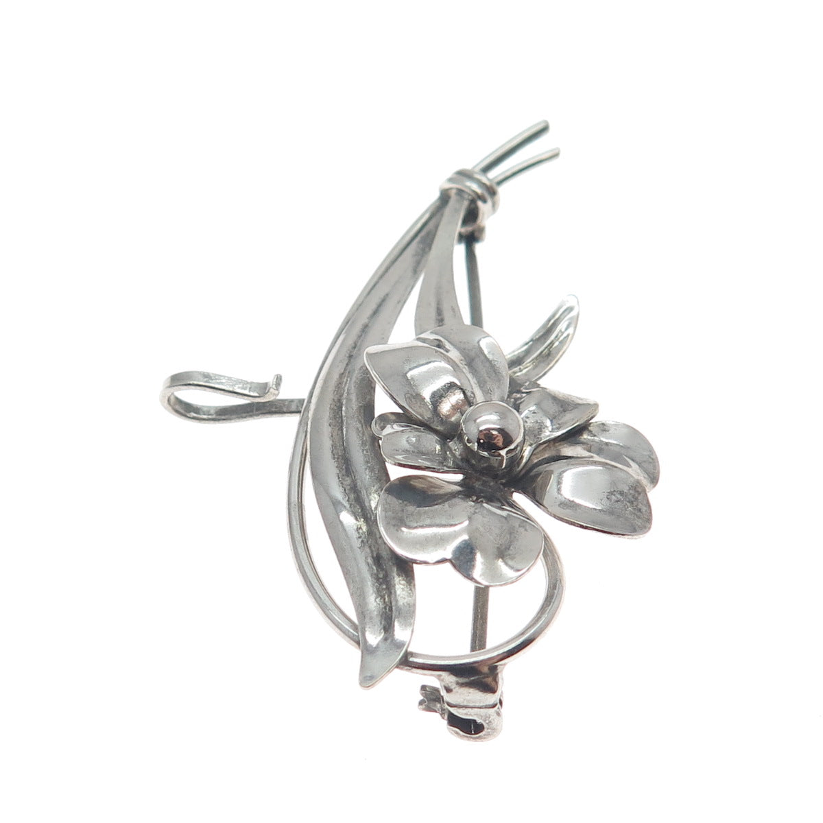 CARL ART 925 Sterling Silver 1/20 12K Gold Filled Antique Flower Oxidized Brooch