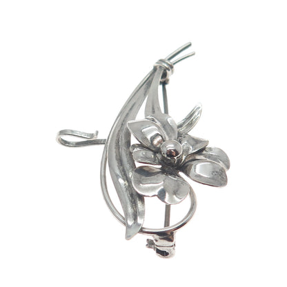 CARL ART 925 Sterling Silver 1/20 12K Gold Filled Antique Flower Oxidized Brooch