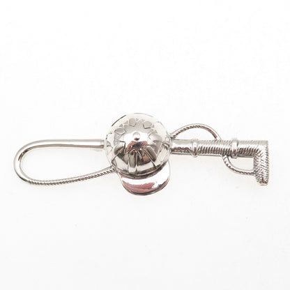 925 Sterling Silver Vintage Jockey Cap & Horse Riding Crop Pin Brooch