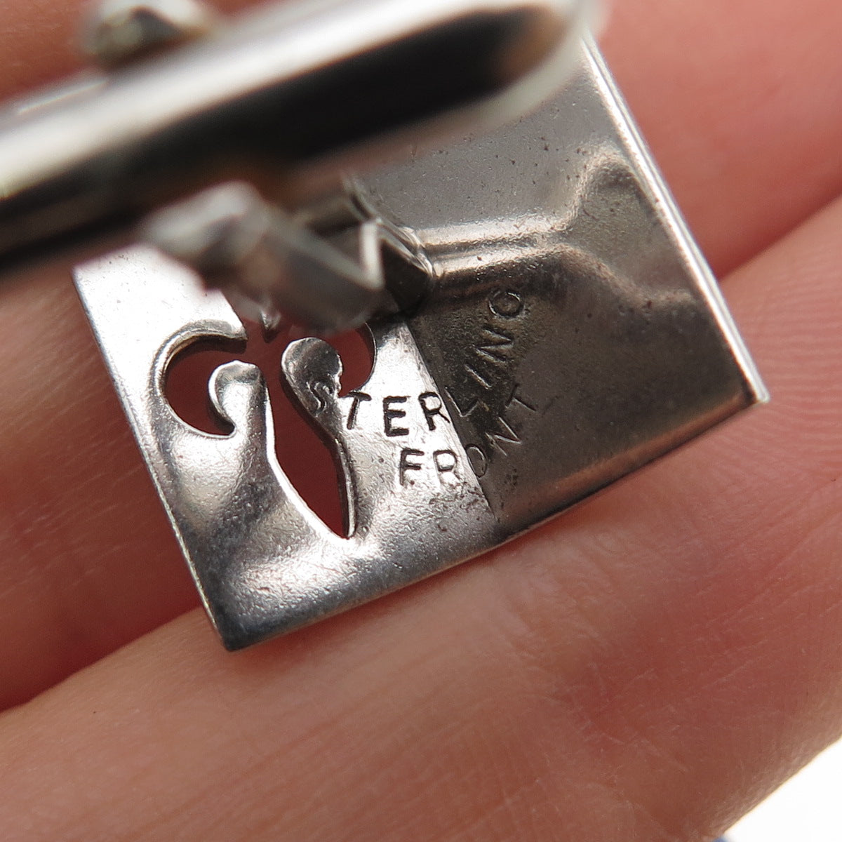 SWANK 925 Sterling Silver Front Antique Art Deco Fleur de Lis Cufflinks