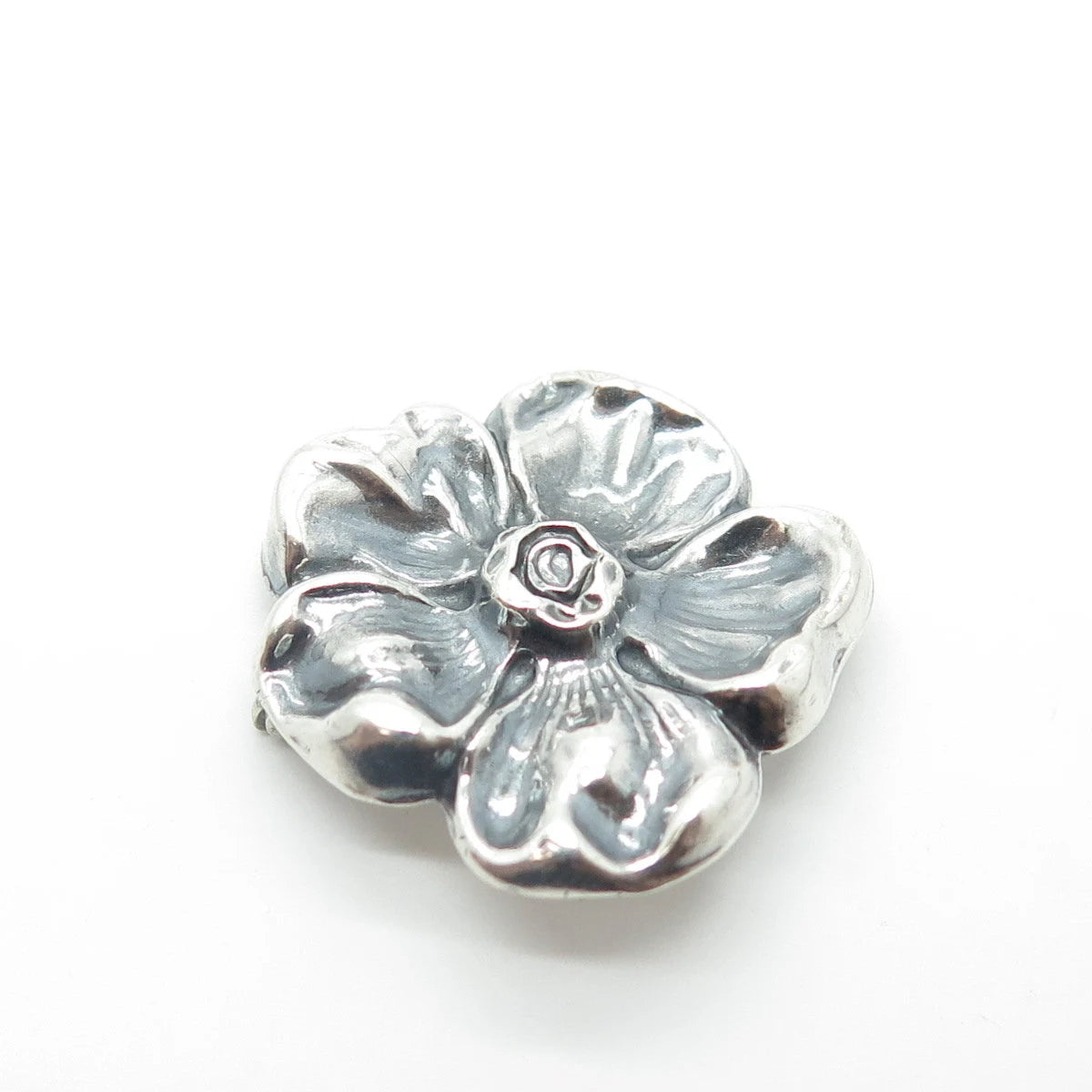 925 Sterling Silver Antique Art Deco Tropical Floral Hollow Pin Brooch