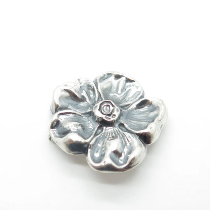 925 Sterling Silver Antique Art Deco Tropical Floral Hollow Pin Brooch
