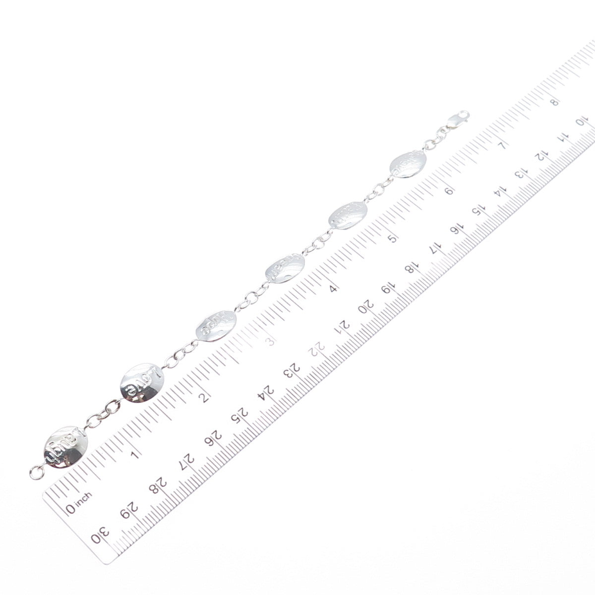 925 Sterling Silver Vintage Believe Faith Dream Hope Love Laugh Bracelet 6.75"