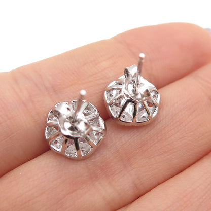 925 Sterling Silver Round-Cut C Z Sparkle Stud Earrings