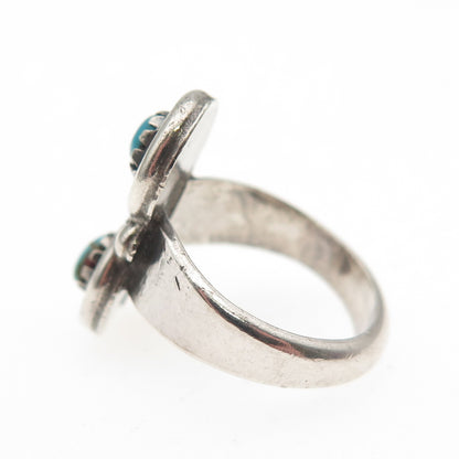 Old Pawn 925 Sterling Silver Vintage Turquoise Snake Eye Tribal Ring Size 2.25