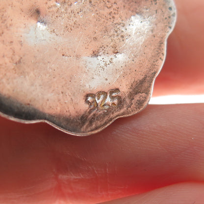 925 Sterling Silver Vintage Modernist Ribbed Puffy Oxidized Earrings