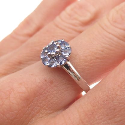 Chuck Clemency 925 Sterling Silver Real Tanzanite Floral Ring Size 7.25