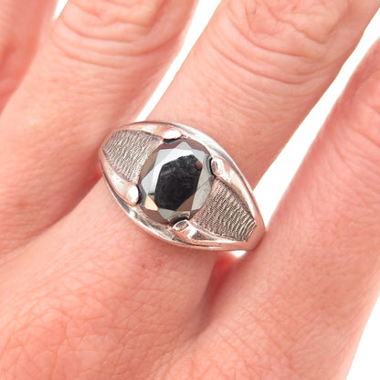 Wheeler Mfg Old Pawn 925 Sterling Silver Vintage Hematite Tribal Ring Size 11