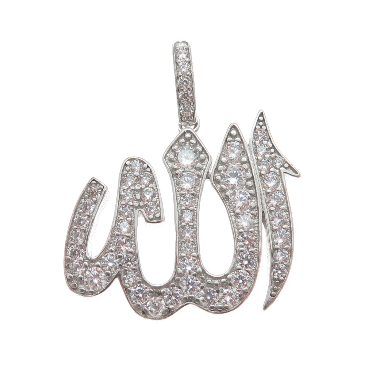 925 Sterling Silver C Z Muslims Allah Religious Sparkle Pendant