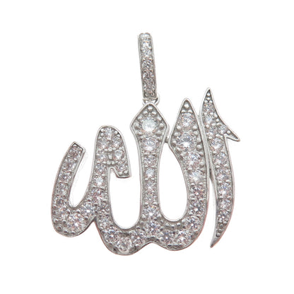 925 Sterling Silver C Z Muslims Allah Religious Sparkle Pendant