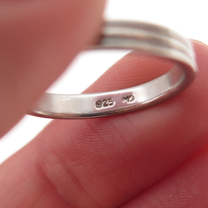Charles Winston 925 Sterling Silver Vintage Lined Oxidized Band Ring Size 7