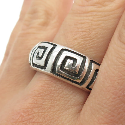 925 Sterling Silver Vintage Greek Maze Band Ring Size 10