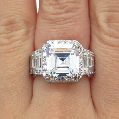 925 Sterling Silver Multi-Cut White C Z Engagement Ring Size 7.25