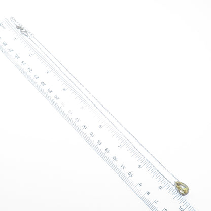 DSMK 925 Sterling Silver White & Canary C Z Teardrop Cable Chain Necklace 16-18"