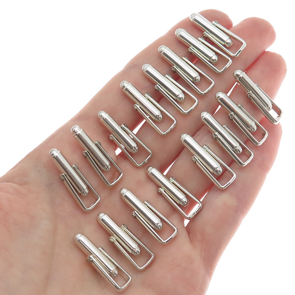 Old Stock 925 Sterling Silver Vintage SET of 8 Pair Round Bullet Cufflink Backs