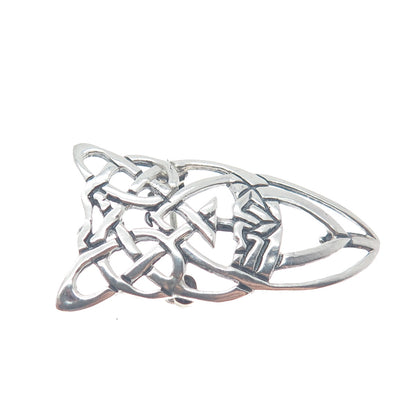 925 Sterling Silver Vintage Celtic Knot Oxidized Pin Brooch