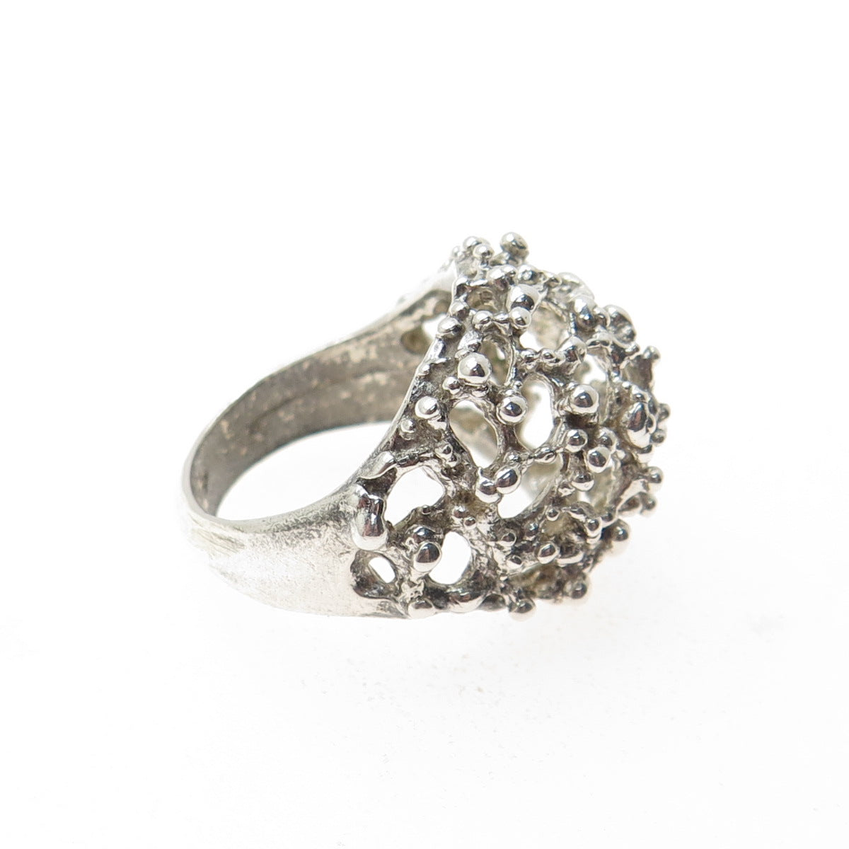 925 Sterling Silver Vintage Modernist Nugget Oxidized Dome Ring Size 5.5