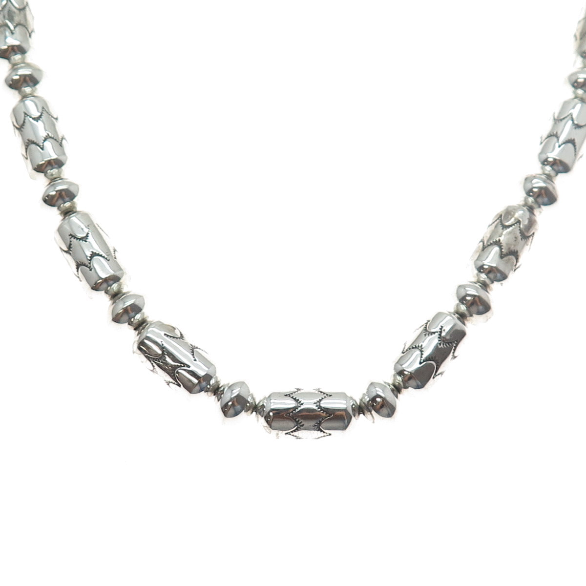 Old Pawn Sterling Silver Vintage Southwestern Beaded Chain Tribal Necklace 22"