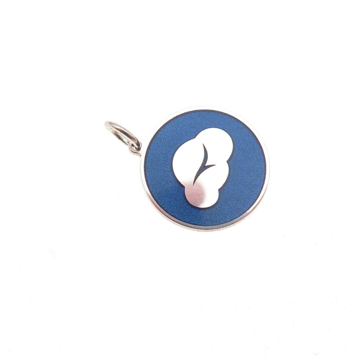 925 Sterling Silver Blue Enamel Cloud Round Tag Mini Charm Pendant