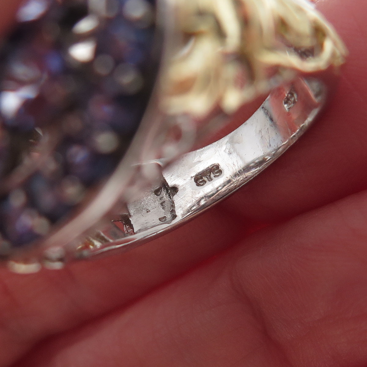 Chuck Clemency 925 Sterling Silver 2-Tone Real Tanzanite Ring Size 8.25