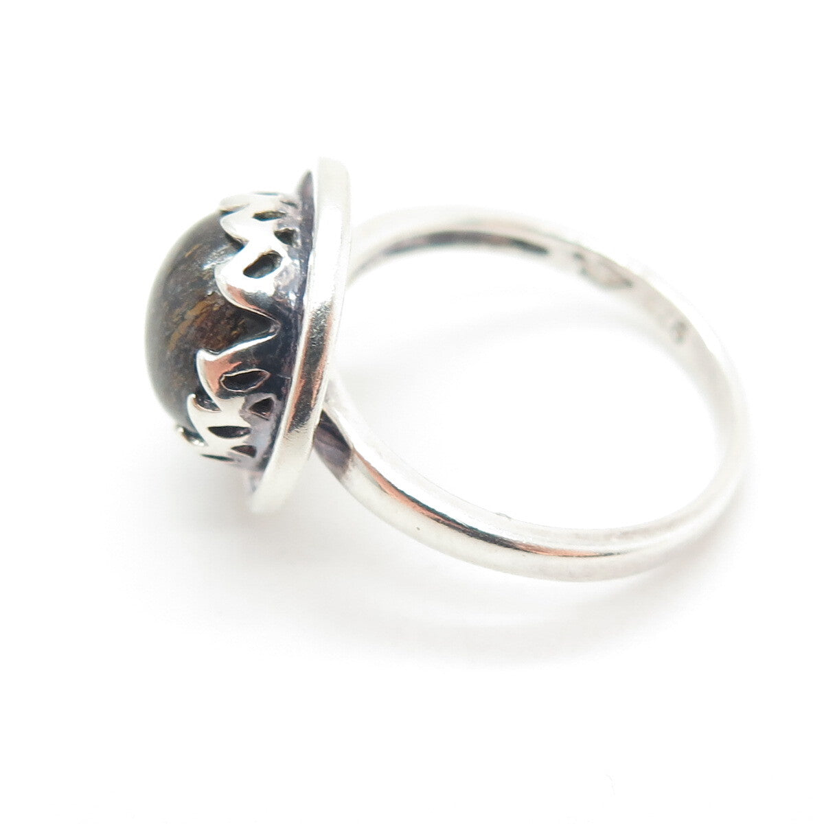 AIL Aluma 925 Sterling Silver Vintage Real Tiger Eye Flame Ring Size 7