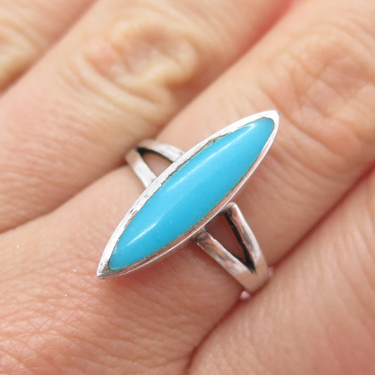 925 Sterling Silver Vintage Real Sleeping Beauty Turquoise Ring Size 7.5
