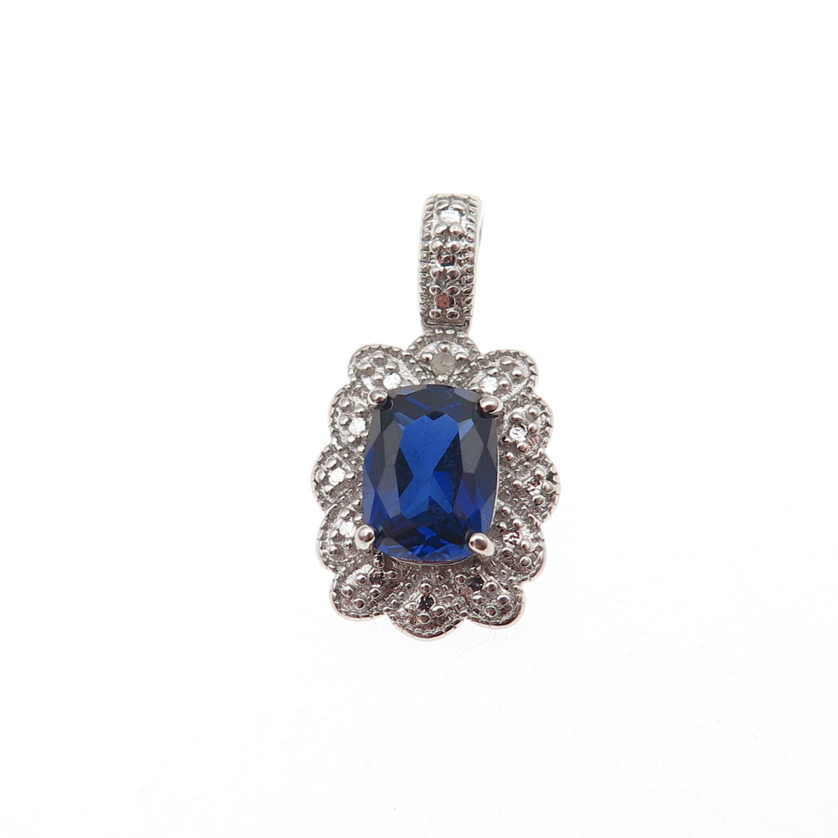 Charles Winston Sterling Real Diamond Accent Lab-Created Sapphire Mini Pendant